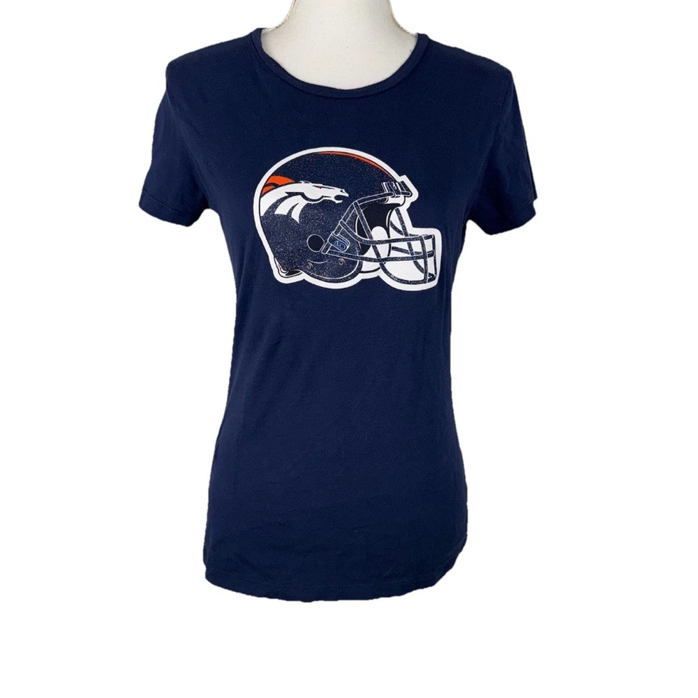 Denver Broncos Shirt Women's Medium‎ Blue Crewneck NFL  Short Sleeve Sparkly